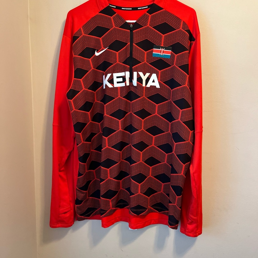 Nike Dri-FIT Kenya running quarter zip Red and Black Jersey xl